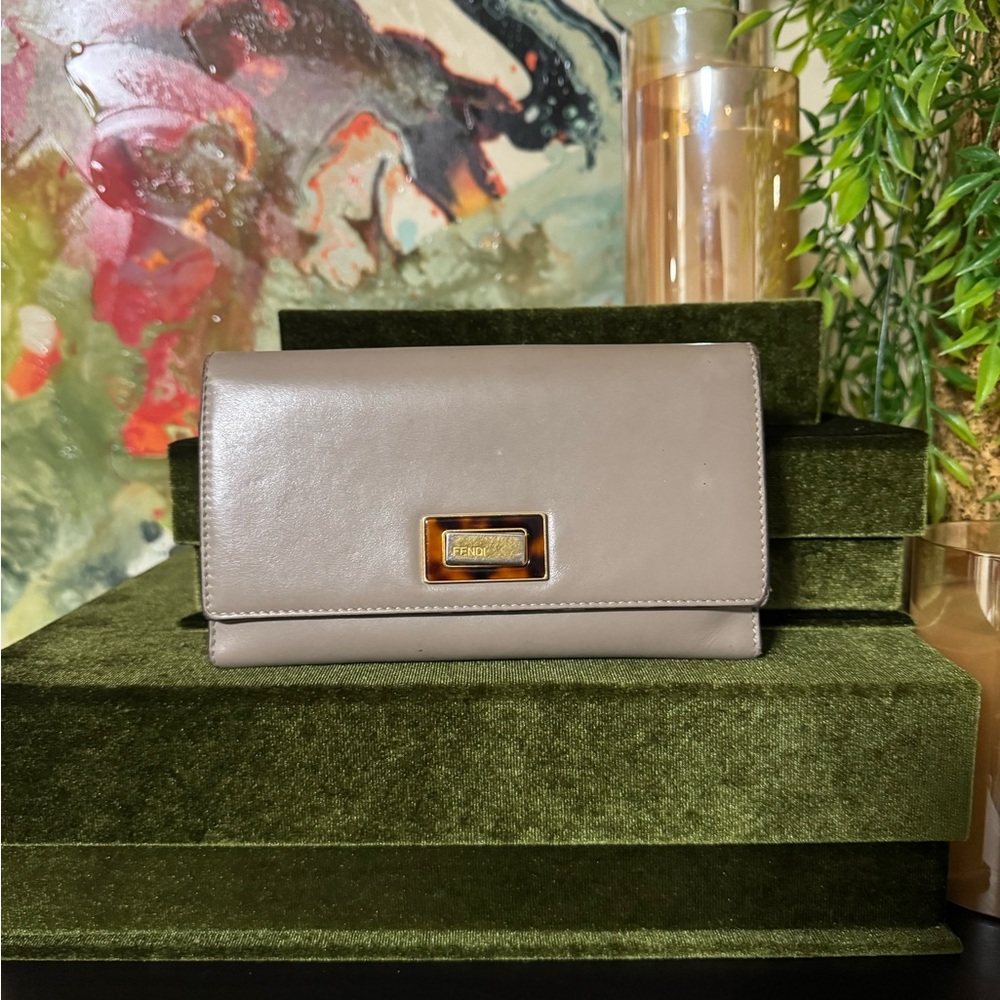 Fendi Taupe Leather Wallet / Includes C.O.A